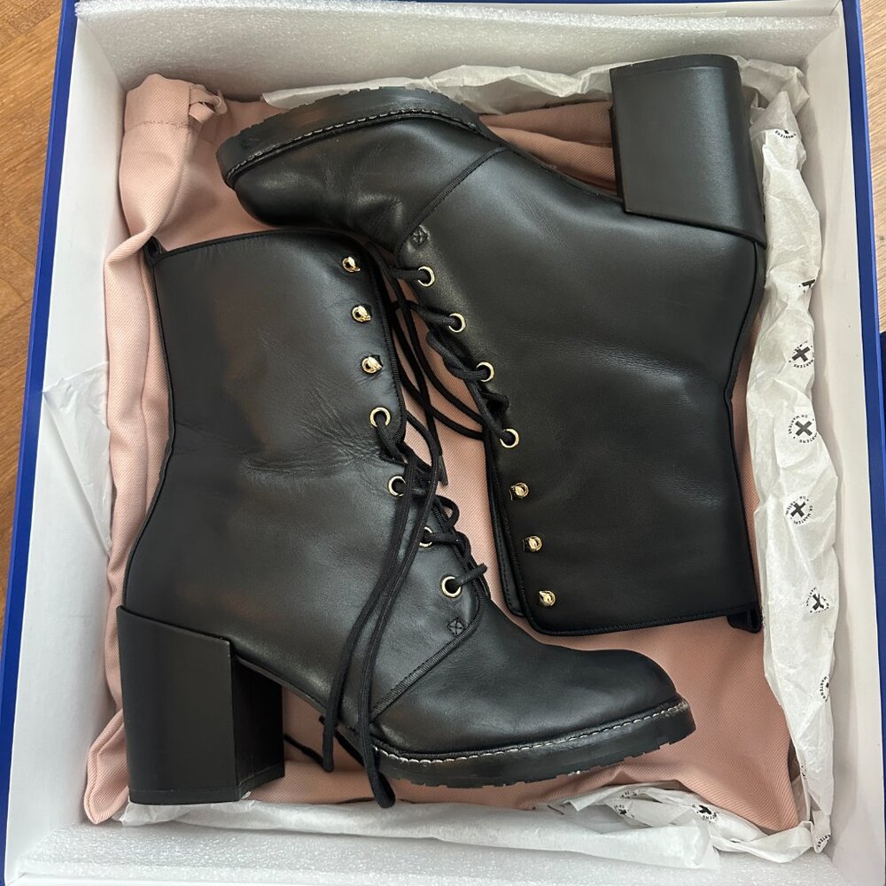 Stuart Weitzman Cassey 75 Boot Bootie Combat Lug Heel - 9/39.5